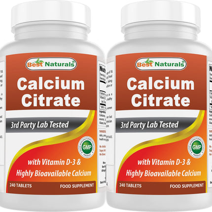 Best Naturals Calcium Citrate with Vitamin D-3 - 240 Tablets (Pack of 2)