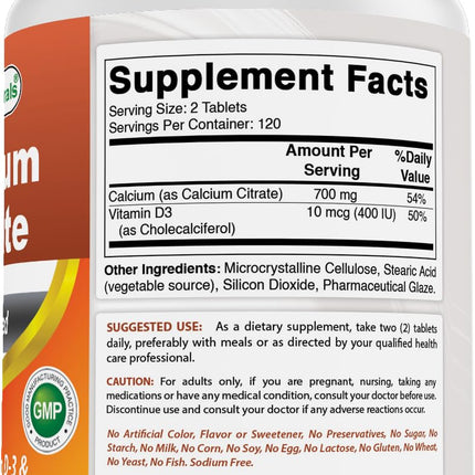 Best Naturals Calcium Citrate with Vitamin D-3 - 240 Tablets (Pack of 2)