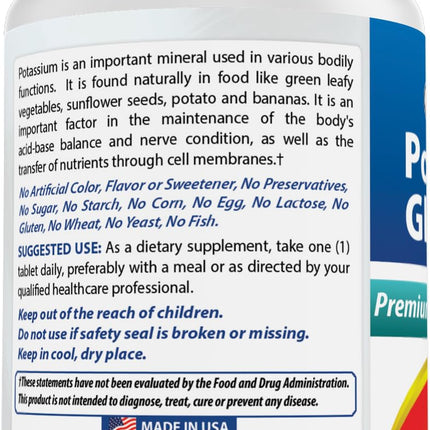 Best Naturals Potassium Gluconate 595 mg – 250 Tablets (Pack of 3) | Non-GMO & Gluten-Free