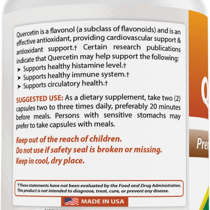Best Naturals Quercetin 1000 mg Veggie Capsules – 120 Count (Pack of 2)