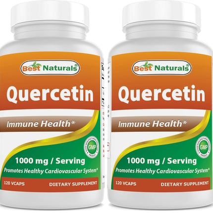 Best Naturals Quercetin 1000 mg Veggie Capsules – 120 Count (Pack of 2)