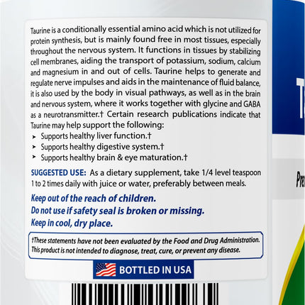 Best Naturals Taurine Powder 1000mg – 1 lb (454 g) Pack of 2