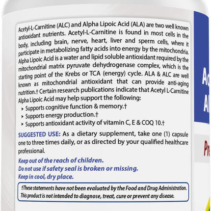 Best Naturals Acetyl L-Carnitine & Alpha Lipoic Acid 750 mg – 360 Count (3 x 120)