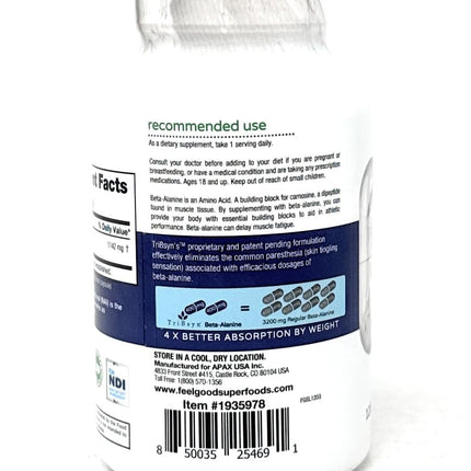 FEEL GOOD Lifestyle Beta-Alanine Capsules – 3200mg Equivalent Dose, 120 Vegan Capsules
