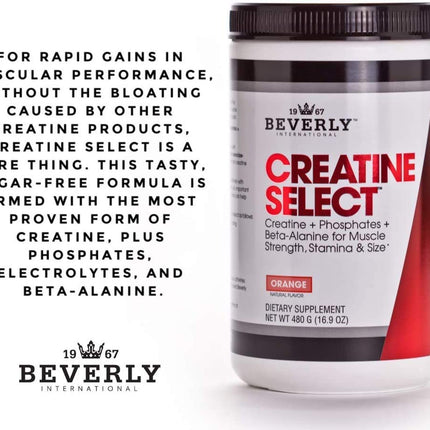 Beverly International Creatine Select with Phosphates — 40 Servings | Sugar-Free, Tang-Style Orange Flavor