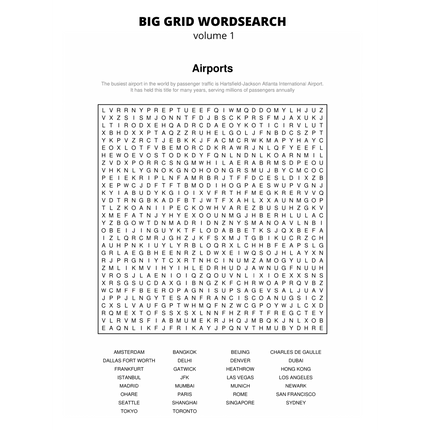 BIG GRID Word Search - 111 HUGE Themed Puzzles - Massive 30x30 Grid - Solutions Included