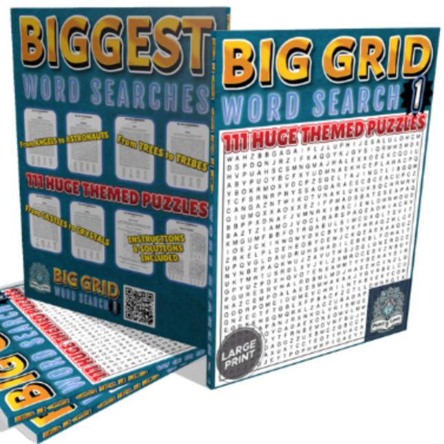 BIG GRID Word Search - 111 HUGE Themed Puzzles