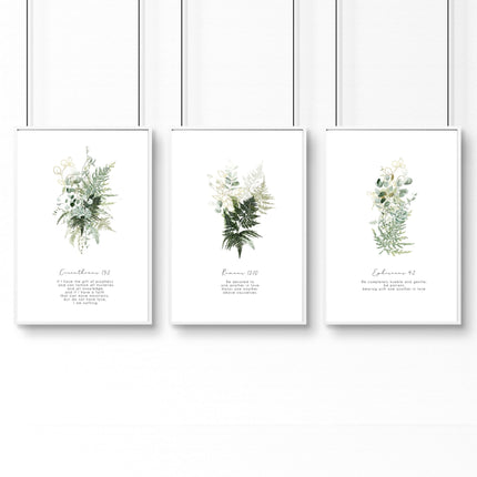 Bible verse wall art for living room | set of 3 wall art prints