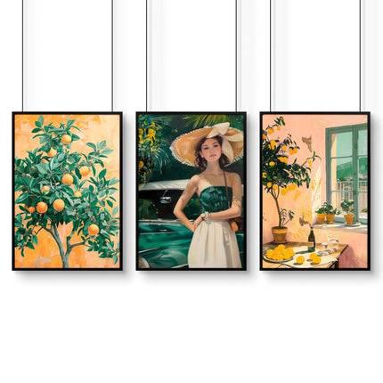 Big Canvas For Home Office | Set of 3 Italian Lifestyle Wall art Prints