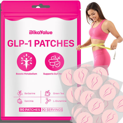 BIKAYALUE GLP-1 Patches – 90 Count, 14-in-1 Herbal Formula with Berberine, Green Tea & Cinnamon