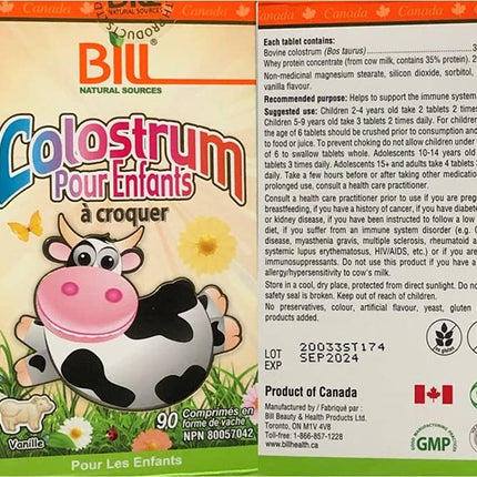 Bill Beauty Children's Colostrum Chewables, 90 Count – Immune Support