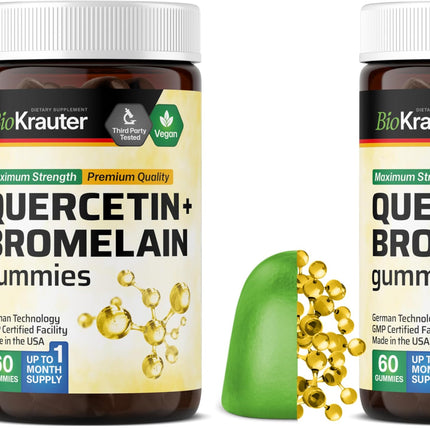BIO KRAUTER Quercetin + Bromelain Gummies 1000 mg – Pack of 2 (60 Vegan Chews)
