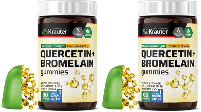 BIO KRAUTER Quercetin + Bromelain Gummies 1000 mg – Pack of 2 (60 Vegan Chews)