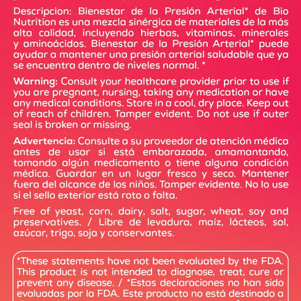 Bio Nutrition Blood Pressure Wellness 60 Tablets (2 Pack) - Supports Healthy Circulation