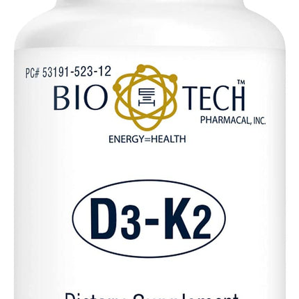 Bio-Tech D3-K2 120 Vegcaps – Vegan Vitamin D3 & K2 for Bone Health