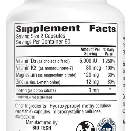 Bio-Tech Pharmacal D3Plus – 180 Count (Vitamin D3 + K2)