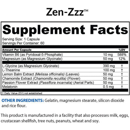 BioTRUST Zen-Zzz Sleep Support — Non-Habit-Forming Melatonin & Botanicals | 60 Capsules
