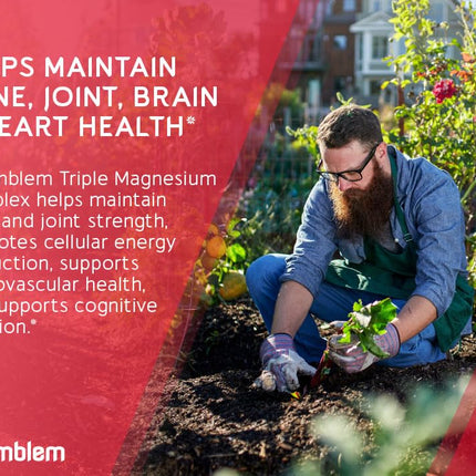 BioEmblem Triple Magnesium Complex | 300mg Magnesium Glycinate, Malate & Citrate for Muscles, Nerves & Energy | High Absorption | Vegan, Non-GMO (180 Capsules)