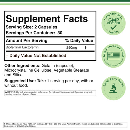 Lactoferrin 250mg – Bioferrin Lactoferrin (60 Caps) for Iron Support & Immune Health | Double Wood