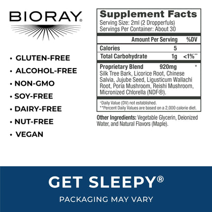 BIORAY Daily Get Sleepy – Sleep Support Liquid with Medicinal Mushrooms & Micronized Chlorella