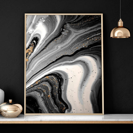 Black & Gold Wall Decor – Set of 3 Abstract Prints