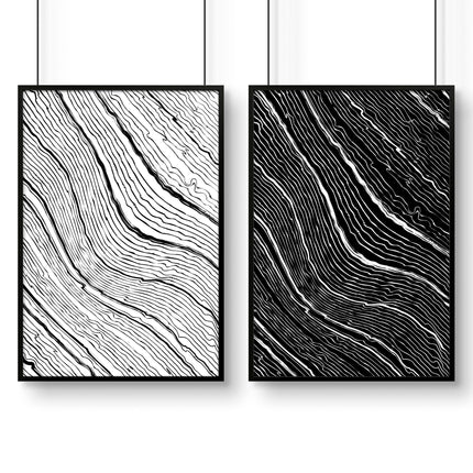 Black and white art wall | set of 2 wall art prints for living room