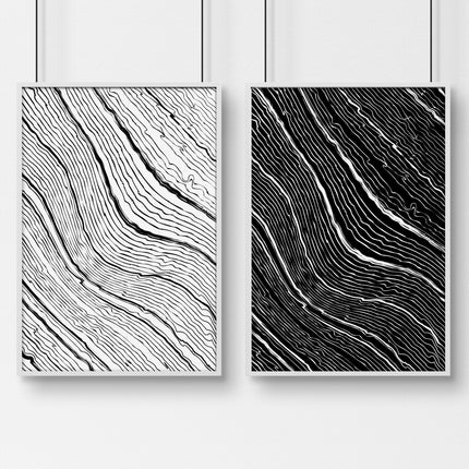 Black & White Wall Decor for Bedroom | Line Art Set of 2