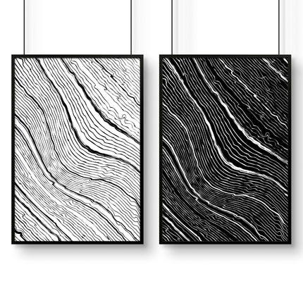 Black & White Wall Decor for Bedroom | Line Art Set of 2