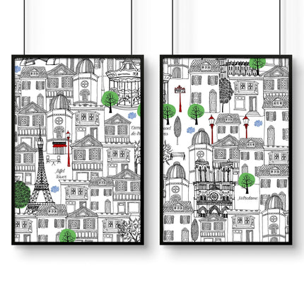 Wall art Paris | Set of 2 travel posters