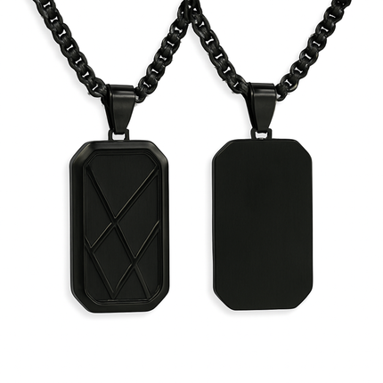 Personalised Men’s Contemporary Black Dog Tag Necklace