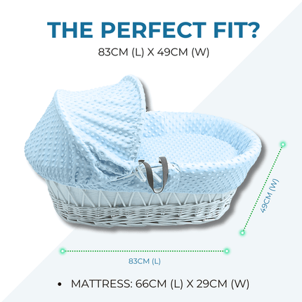 White Waffle Grey Wicker Baby Moses Basket With Stand