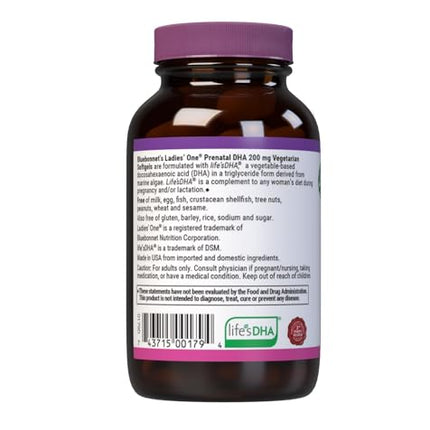BlueBonnet Prenatal DHA 200 mg Vegetarian Softgels – 60 Count | LifesDHA Algal DHA