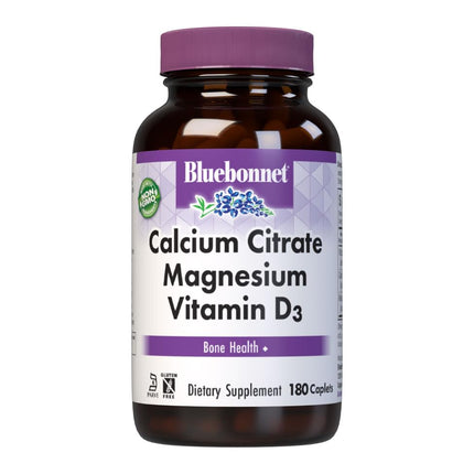 Bluebonnet Calcium Citrate Magnesium + Vitamin D3 Caplets – 180 Count