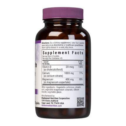 Bluebonnet Calcium Citrate Magnesium + Vitamin D3 Caplets – 180 Count
