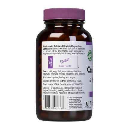 BlueBonnet Calcium Plus Magnesium Caplets, 180 Count - Bone Health Support
