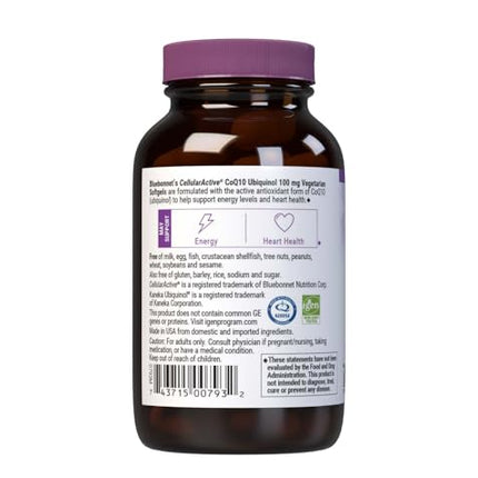 BlueBonnet CellularActive CoQ10 Ubiquinol Vegetarian Softgels 100 mg - Maroon Bottle, 60 Count