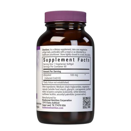 BlueBonnet CellularActive CoQ10 Ubiquinol Vegetarian Softgels 100 mg - Maroon Bottle, 60 Count