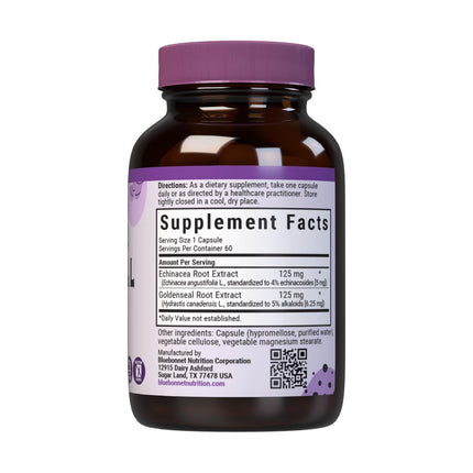 BlueBonnet Echinacea Goldenseal Root Extract Supplement – 60 Count, Vegan Capsules