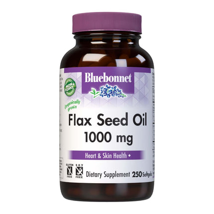 BlueBonnet Flax Seed Oil 1000 mg - Omega 3 6 9 - Cold-Pressed Organic, 250 Softgels