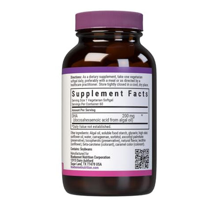 BlueBonnet Prenatal DHA 200 mg Vegetarian Softgels – 60 Count | LifesDHA Algal DHA
