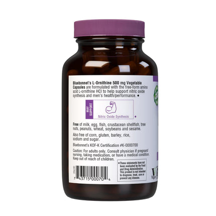Bluebonnet Nutrition L-Ornithine 500 mg | Free-Form Amino Acid | 100 Veg Capsules