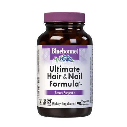 BlueBonnet Nutrition Ultimate Hair & Nail Formula – 90 Vegetable Capsules, Vegan, Gluten-Free & Kosher-Certified
