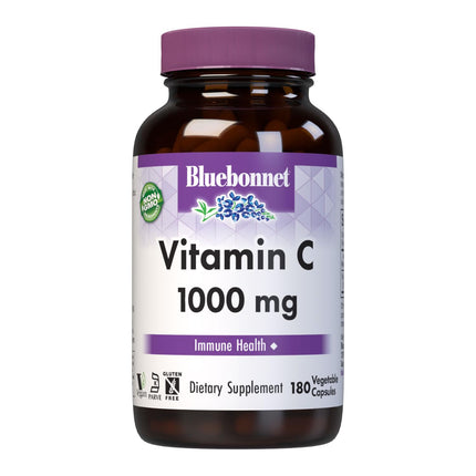 Bluebonnet Nutrition Vitamin C 1000 mg Veggie Capsules | Immune Support, Skin Health | Non-GMO, Vegan, Kosher | 180 Count