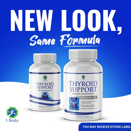 1 Body Thyroid Support Supplement – 90-Day, 3 Pack (Non-GMO Vegetarian)