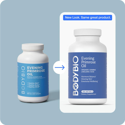 BodyBio Evening Primrose Oil – GLA for Skin & Hormone Balance | 180 Softgels