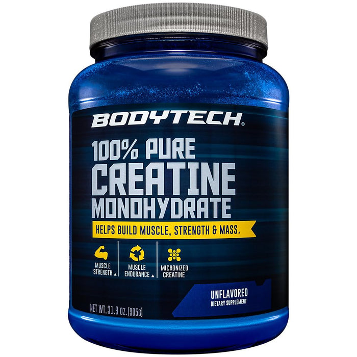 BODYTECH 100% Pure Creatine Monohydrate Powder – Micronized, Unflavored, 5g per Serving | 181 Servings