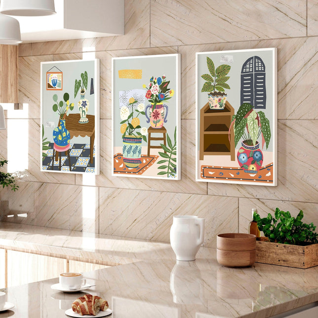 Kitchen art wall | set of 3 Bohemian Art prints