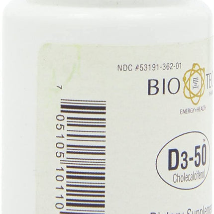 Bio-Tech Pharmacal D3-50 50,000 IU – 100 Caps | Vitamin D3 for Bone, Heart & Immune Health