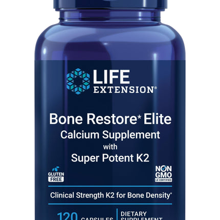 Bone Restore Elite Calcium with K2 - Life Extension | Gluten-Free & Non-GMO | 120 Capsules