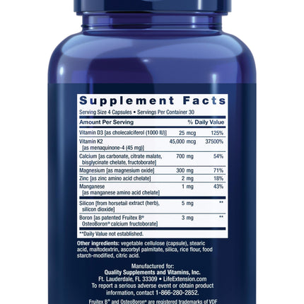Bone Restore Elite Calcium with K2 - Life Extension | Gluten-Free & Non-GMO | 120 Capsules